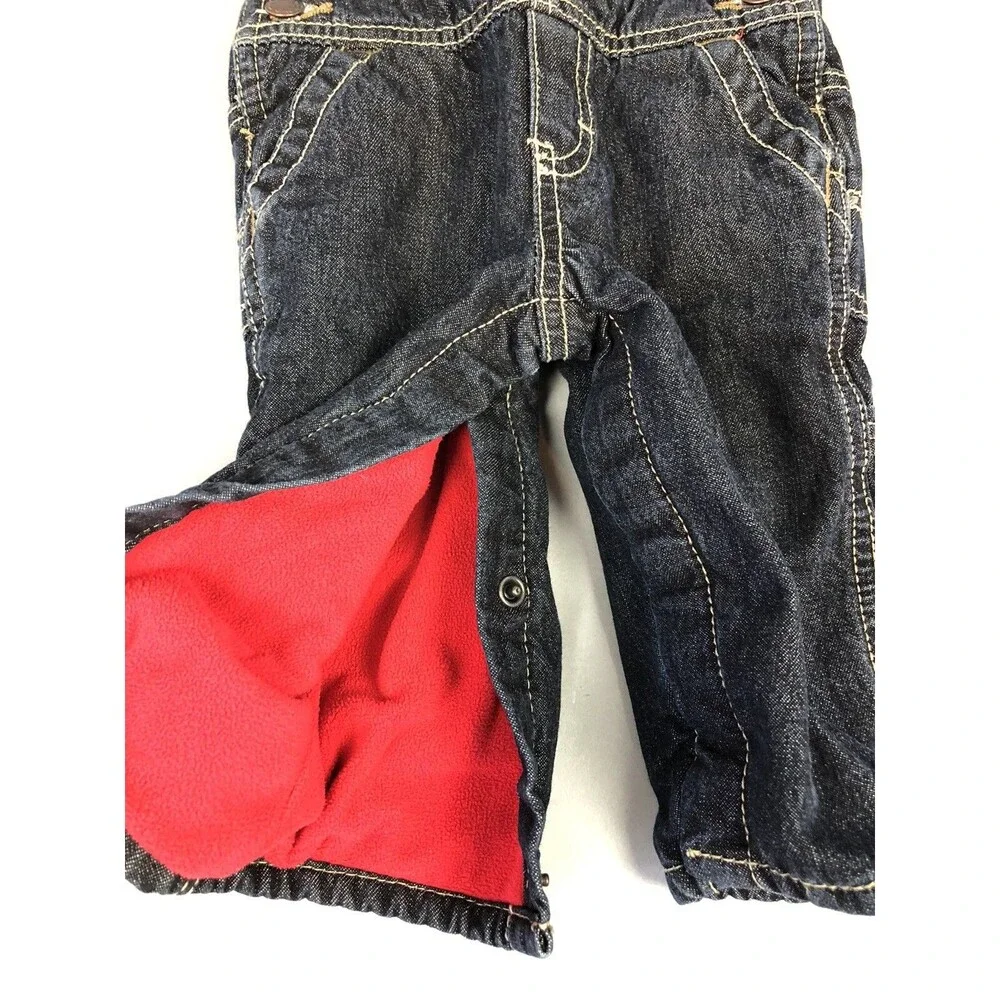 Boys 6 Months Denim Winter Bibs Oshkosh B'gosh Overalls Fleece Lined